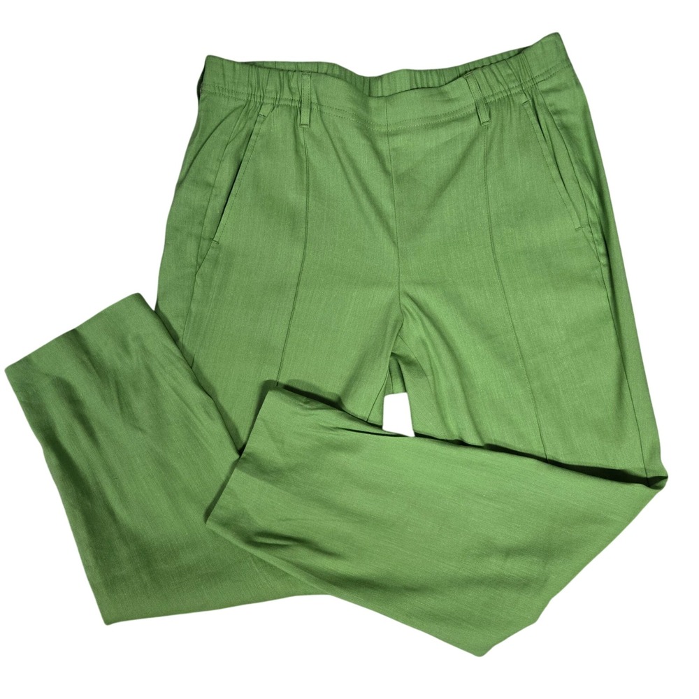J. Jill Linen Stretch Straight Leg Pants Trousers Green Linen Blend Womens Sz M